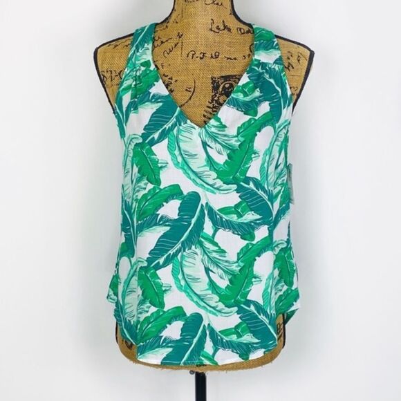 ✨ OLD NAVY Tropical Palm Leaf V Neck Tank Top✨ - Picture 2 of 6